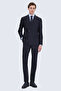 Navy Blue Regular Fit Striped Pointed Collar Double Breasted Suit - 4