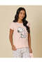 Women Pink Printed Character Pyjama Set - 2