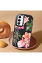 Samsung Galaxy A25 Compatible Shock-Absorbing Camera Protected Black Silicone Case Floral Print - 2