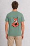 Men's Elegant Japanese Style Fox Figure Back Print - Green