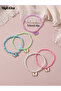Pack of 5 - Girls Multi-Color Pastel Butterfly Charm Beaded Bracelets - 4