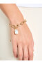 Gold Tone Link Bracelet with Clear Gemstone Charm