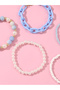 Pack of 5 - Girls Multi-Color Beaded and Chain Bracelets - 3