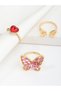 Girls Set of 3 - Butterfly Heart Rings - 7