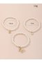 Pack of 3 - Girls White Faux Pearl Charm Bracelets - 4