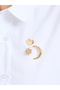 Gold Tone Star, Heart and Crescent Brooch Set - 2