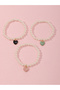 Pack of 3 - Girls Pearl Beads Heart Charm Bracelets - 4