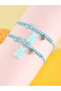 Pack of 2 - Girls Medium Blue Woven Bracelets with Gummy Bear Charm