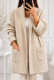 Pocketed Knitwear Cardigan R4596 Stone Color