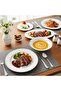 Juna 32 Piece New Bone China Dinner Set For 6 Persons – White Embossed Geometric Tableware - 3