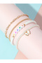Pack of 4 - Girls HAPPY Charm Bracelets with Butterfly and Pearl Accents