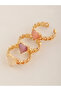 Girls Set of 3 - Heart Link Rings - 7