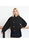 Elastic Waistband, Snap Fasteners, Lined Bomber Cashmere Jacket - 5