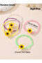 Pack of 4 - Girls Multi-Color Sunflower Charm Beaded Bracelets - 4