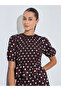 Brown Polka Dot Ruched Details Blouse