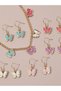 Pack of 6 - Girls Multi-Color Butterfly Charm Necklace and Earring - 7