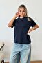 Women's crew neck basic t-shirt navy blue - 26y 26118 - 4