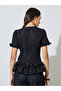 Black Ruffled Short Sleeve Top - 5