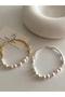 Silver Cuff Bracelet with Faux Pearls - 2