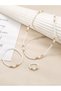 Girls White Beaded Necklace, Bracelet and Ring Set