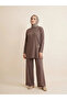 Brooch Detail Trouser Suit - Light Brown - 2