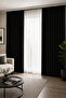 Black Single Wing Cornice Blackout Background Curtain, Light-Proof, Blackout and Sun-Blocking Curtain