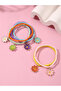 Pack of 6 - Girls Multi-Color Beaded Bracelets with Flower Charms - 2