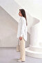Women's white concealed button long sleeve relaxed fit oversized shirt - 2