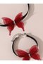 Girls Red Lace Butterfly Charms Choker Necklace and Bracelet Set - 3