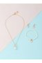 Girls Multi-Color Crown Charm Necklace, Earrings and Pearl Bracelet Set