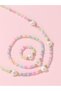 Girls Multi-Color Heart Charm Beaded Necklace, Bracelet and Ring Set - 4