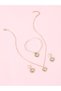 Girls Gold Tone Heart Rhinestone Embellished Charm Necklace, Bracelet and Earrings Set