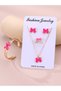Girls Pink Bow Charm Necklace, Bracelet, Ring and Earrings Set