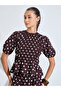 Brown Polka Dot Ruched Details Blouse - 3