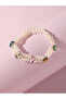Pack of 3 - Girls Multi-Color Gemstone Embellished Pearl Beaded Bracelets