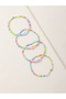 Pack of 4 - Multi-Color Pastel Beaded Bracelets with LOVE Letter Charms - 2