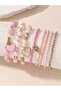 Pack of 8 - Girls Multi-Color Beaded Bracelets with Heart Charms