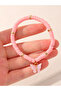 Girls Light Pink Butterfly Charm Beaded Bracelet