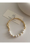 Gold Cuff Bracelet with Faux Pearls