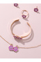 Girls Purple Flower Charm Bracelet, Necklace, Ring and Earrings Set - 3