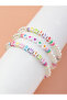 Pack of 3 - Multi-Color Pearl and Letter Bead Bracelets