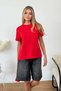 Women's crew neck basic t-shirt red - 26y 26118 - 3