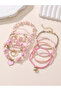 Pack of 8 - Girls Multi-Color Beaded Bracelets with Heart Charms - 3