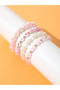 Pack of 4 - Multi-Color Heart and Pearl Beaded Bracelets