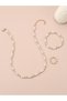 Girls Pearl and Gold Tone Beaded Necklace, Bracelet and Ring Set - 4