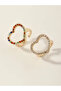 Girls Set of 2 - Embellished Heart Shaped Ring - 5