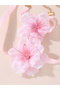 Girls Pink Flower Charm Necklace and Bracelet Set - 2