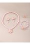 Girls Pink Flower Charm Beaded Necklace, Bracelet, Ring and Earring Set - 5
