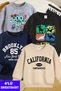Beige-Grey-Navy Blue-Black Four-Color Crew Neck Children's Sweatshirt with Fleece Inside and Brooklyn and Coolboy Prints