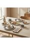 Aura Grid 32 Piece New Bone China Dinner Set -serves 6, Black, Dinner Sets - 7